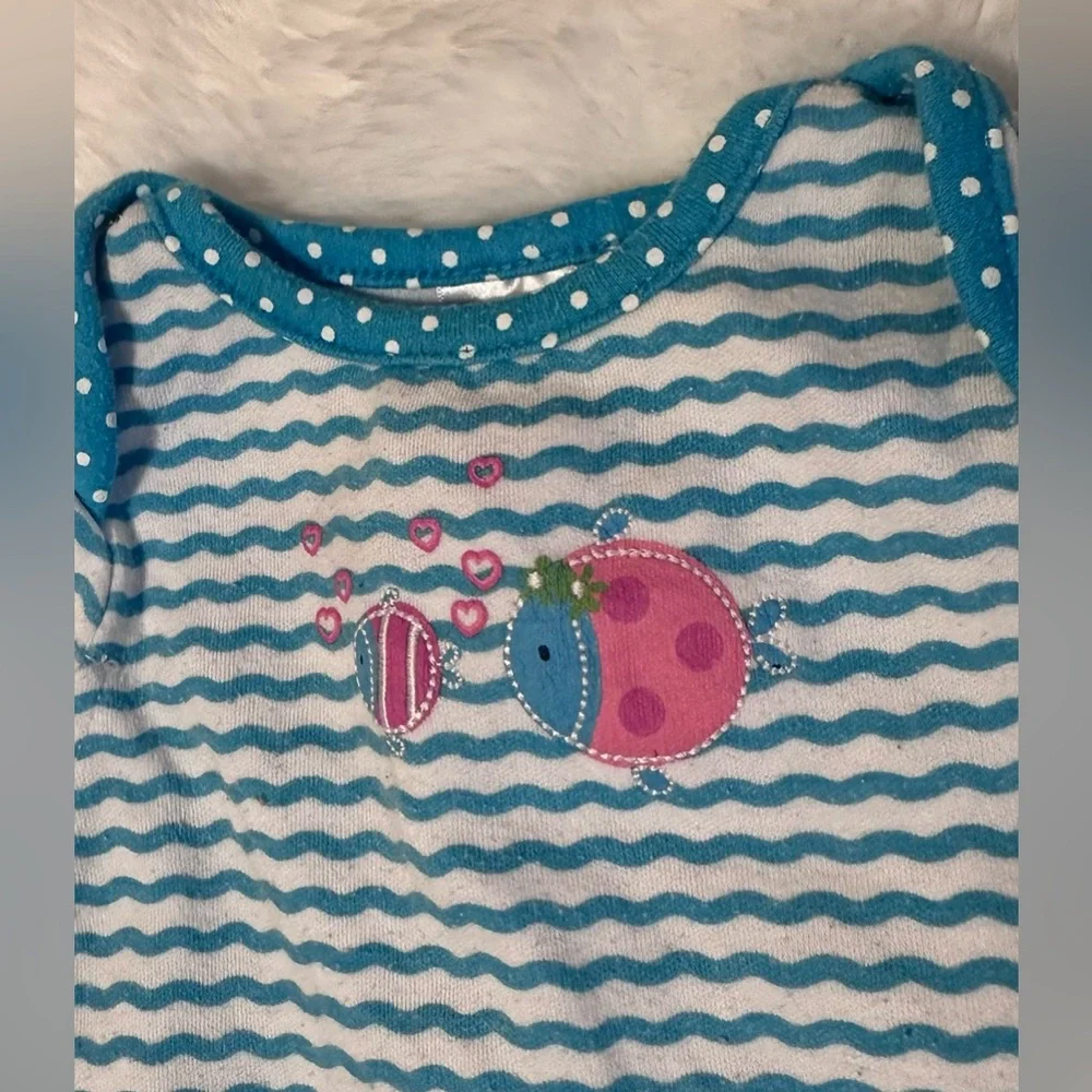 Fisher Price Baby Girl Outfit Set 0-3 Months Fish Top & Polka Dot Pants